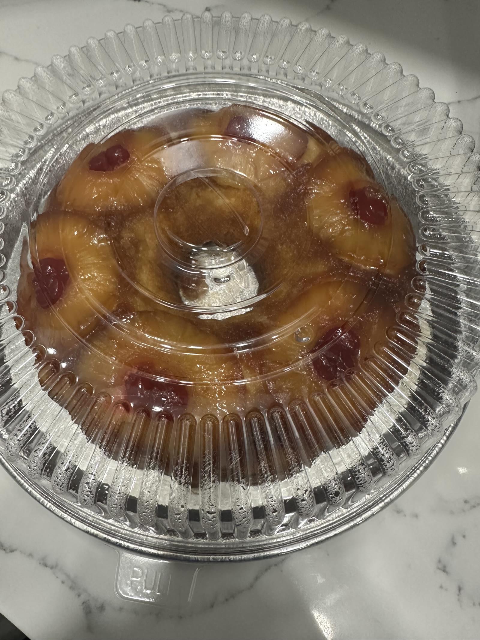 Pineapple upside-down bundt cake ready for pickup